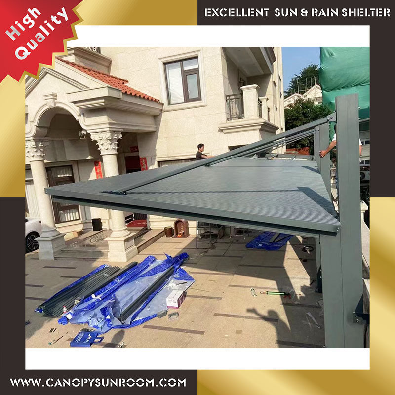 aluminum cantilevered carport park cars shelter