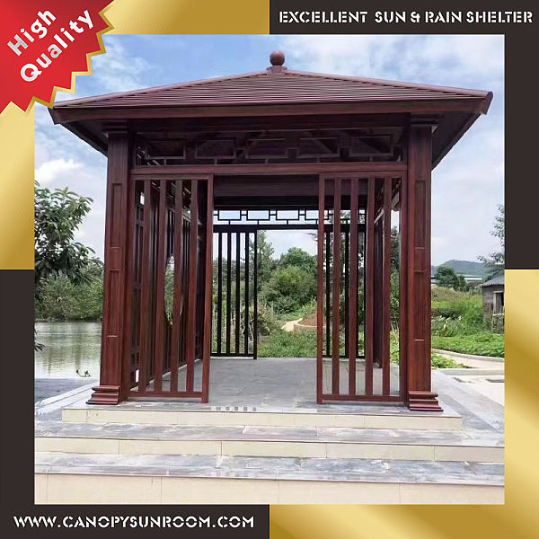 outdoor aluminum wood look gazebo pavilion shelter