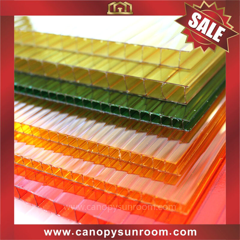 outdoor twin two walls layers hollow polycarbonate PC sun roofing sheet plate panel sunvisor for sales