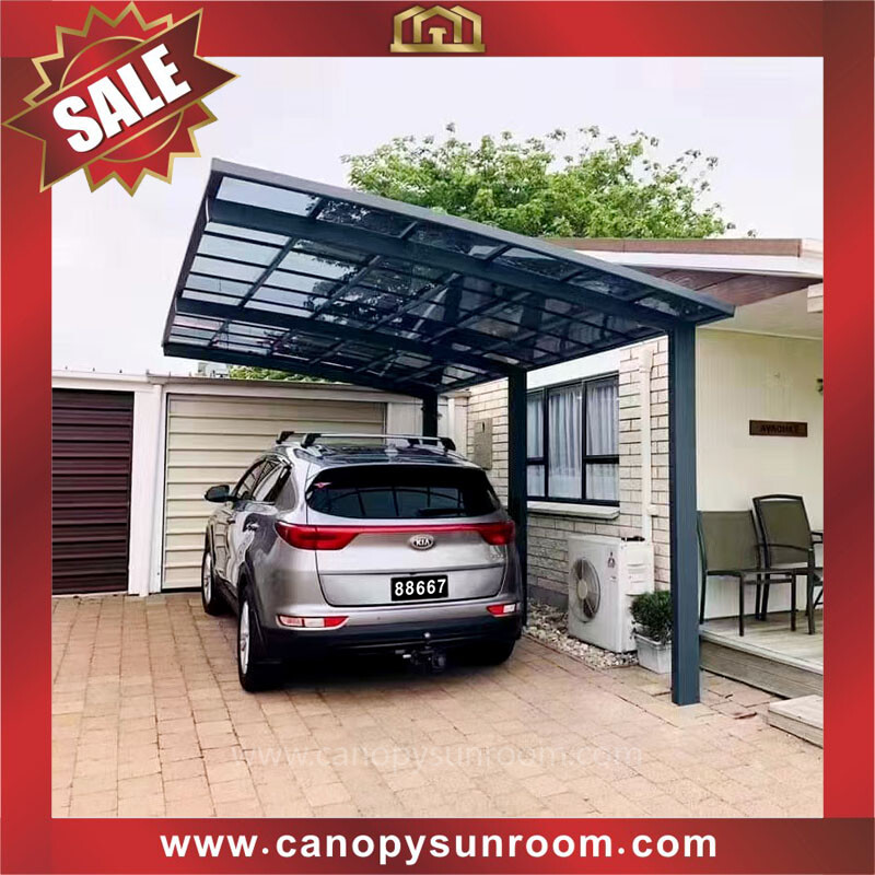 Outdoor backyard alu polycarbonate aluminum pc single parking carport car canopy shelter for sale