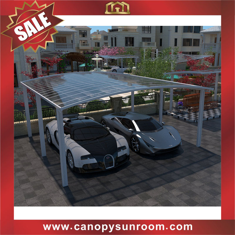 Outdoor backyard alu polycarbonate aluminum pc double cars parking carport canopy shelter for sale