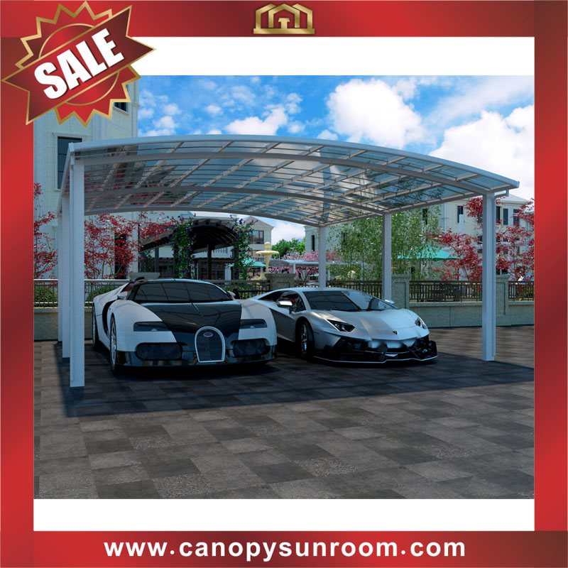 Outdoor backyard alu polycarbonate aluminum pc double cars parking carport canopy shelter for sale