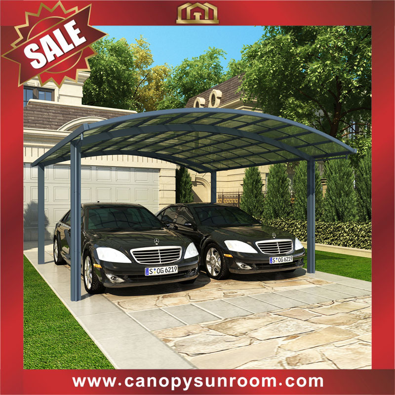 Outdoor backyard alu polycarbonate aluminum pc double cars parking carport canopy shelter for sale