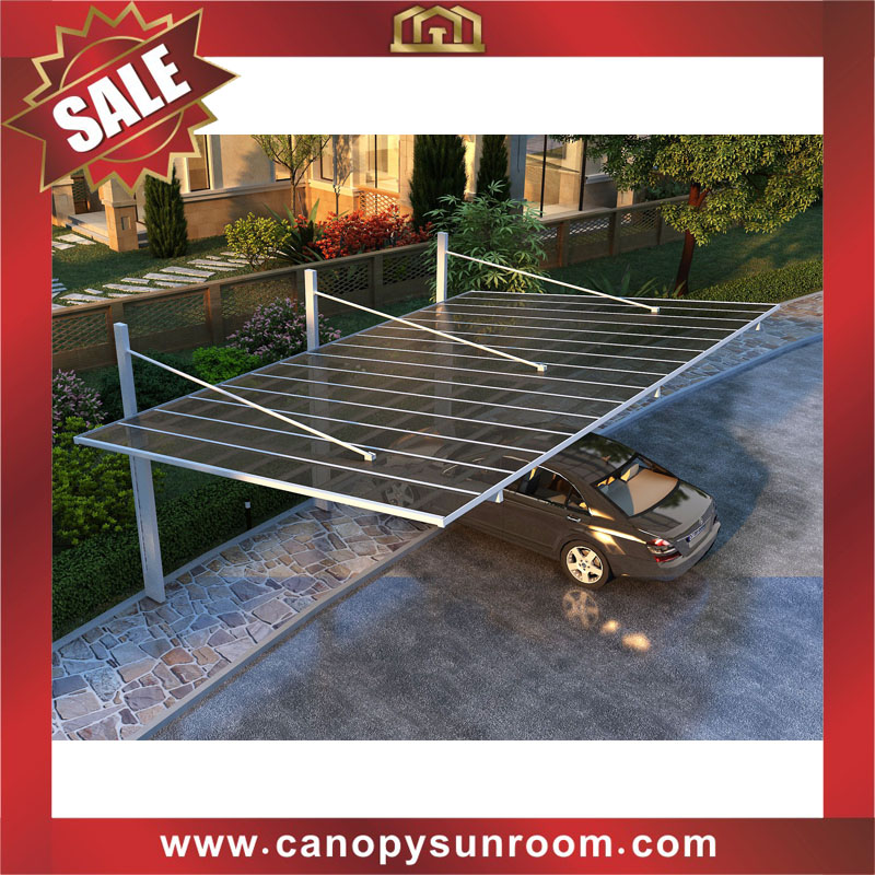 outdoor polycarbonate aluminium cantilevered braces hanging park double two cars canopy awning shelter carport for sale