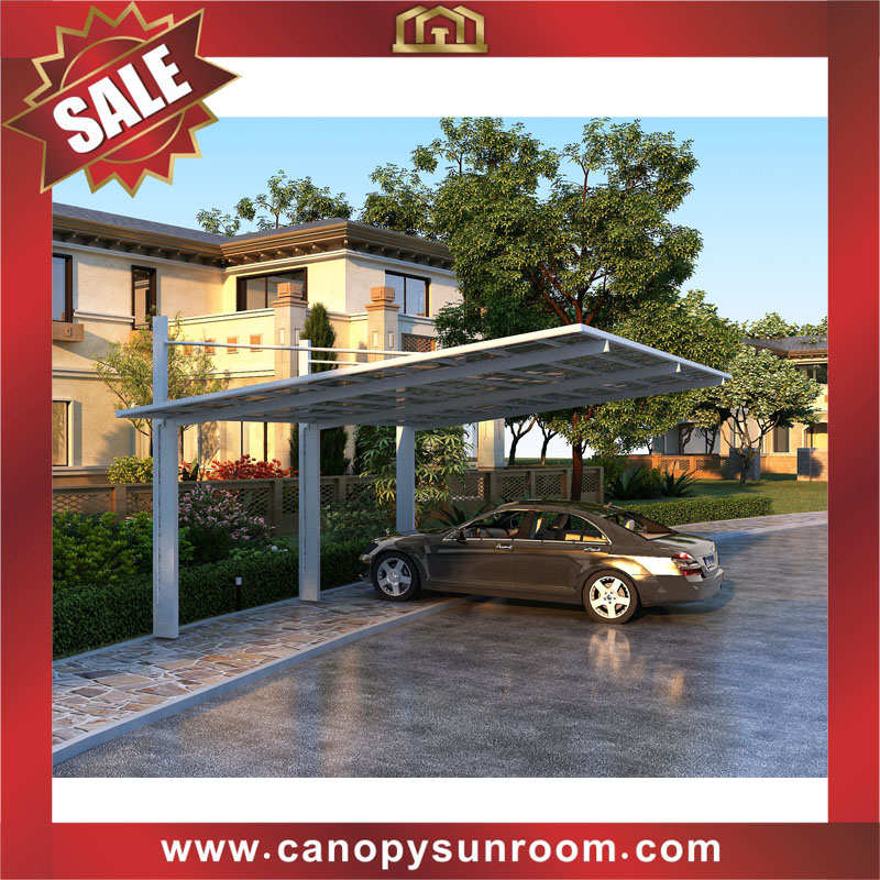 outdoor polycarbonate aluminium cantilevered braces hanging park double two cars canopy awning shelter carport for sale