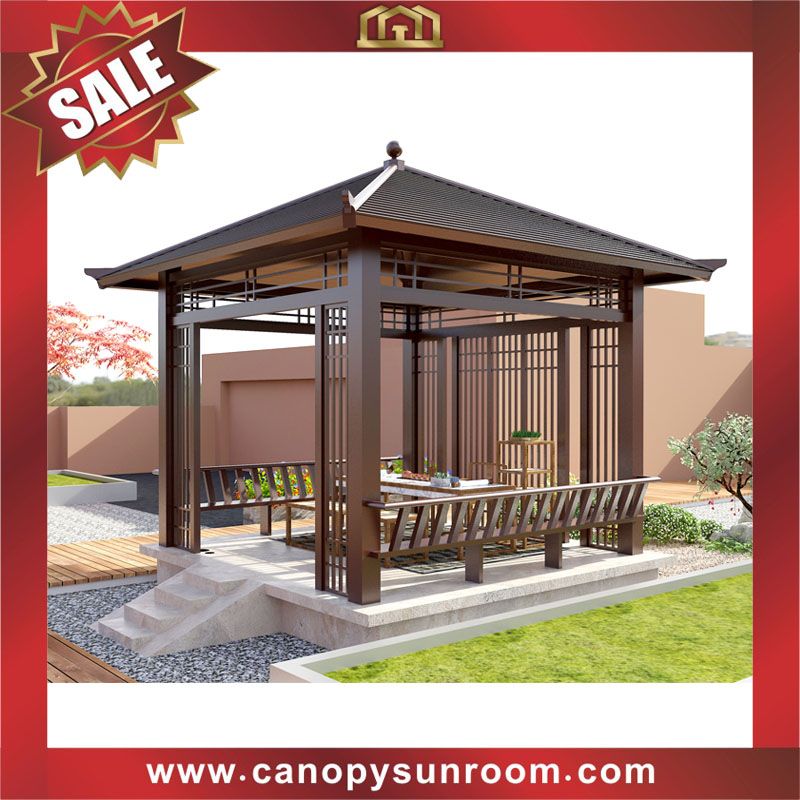 outdoor courtyard backyard aluminum wood look pavilion gazebo canopy shelter for sale
