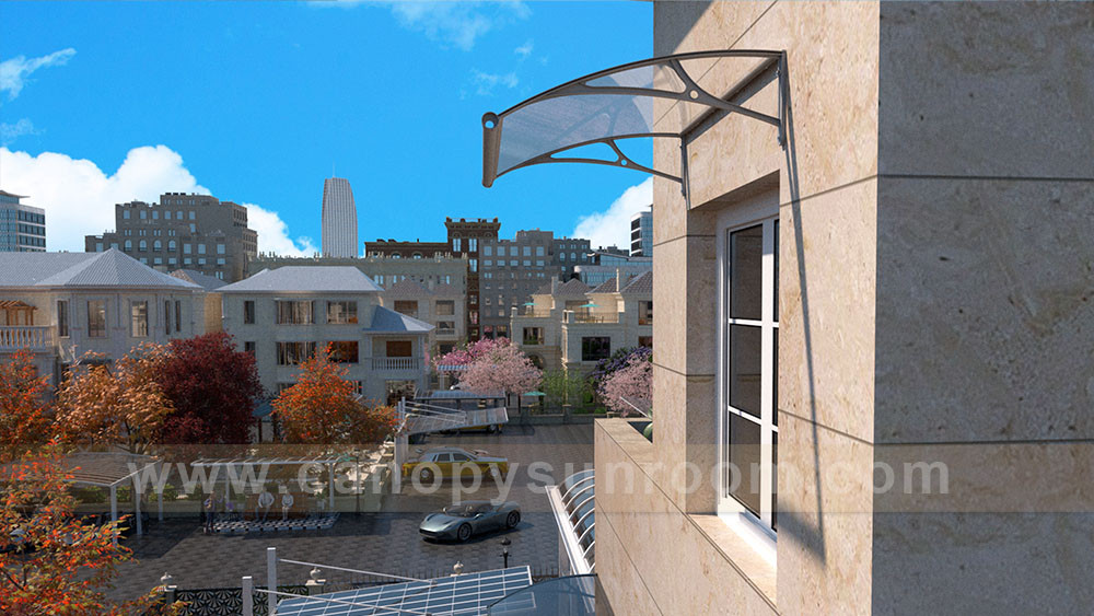 DIY polycarbonate awning canopy with gutter