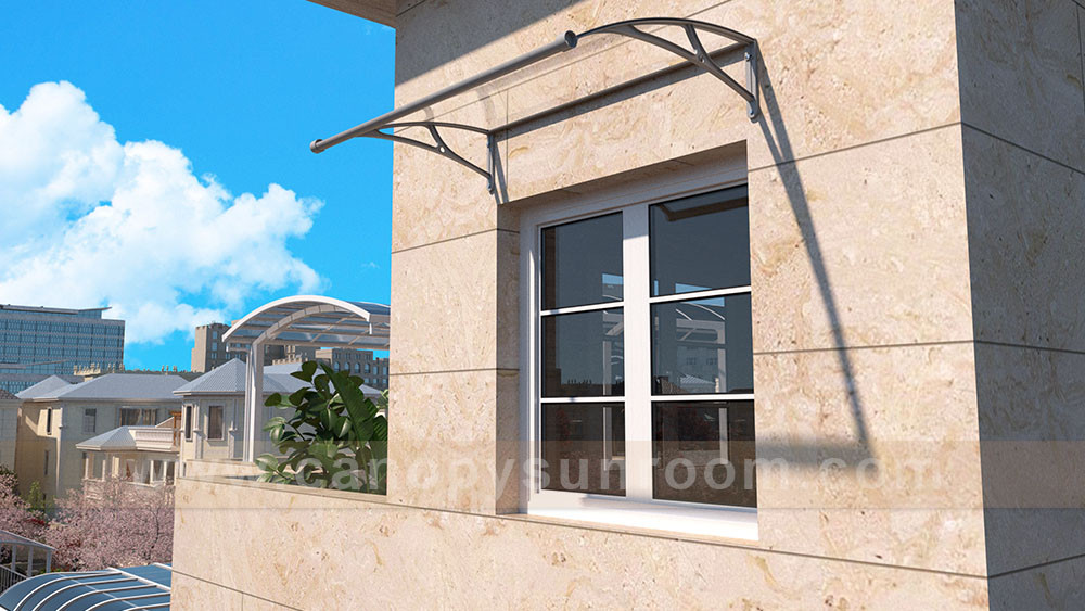 DIY polycarbonate awning canopy with water channel gutter