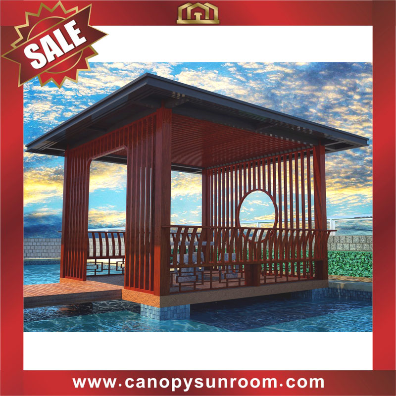 outdoor courtyard backyard aluminum wood look pavilion gazebo shelter for sale