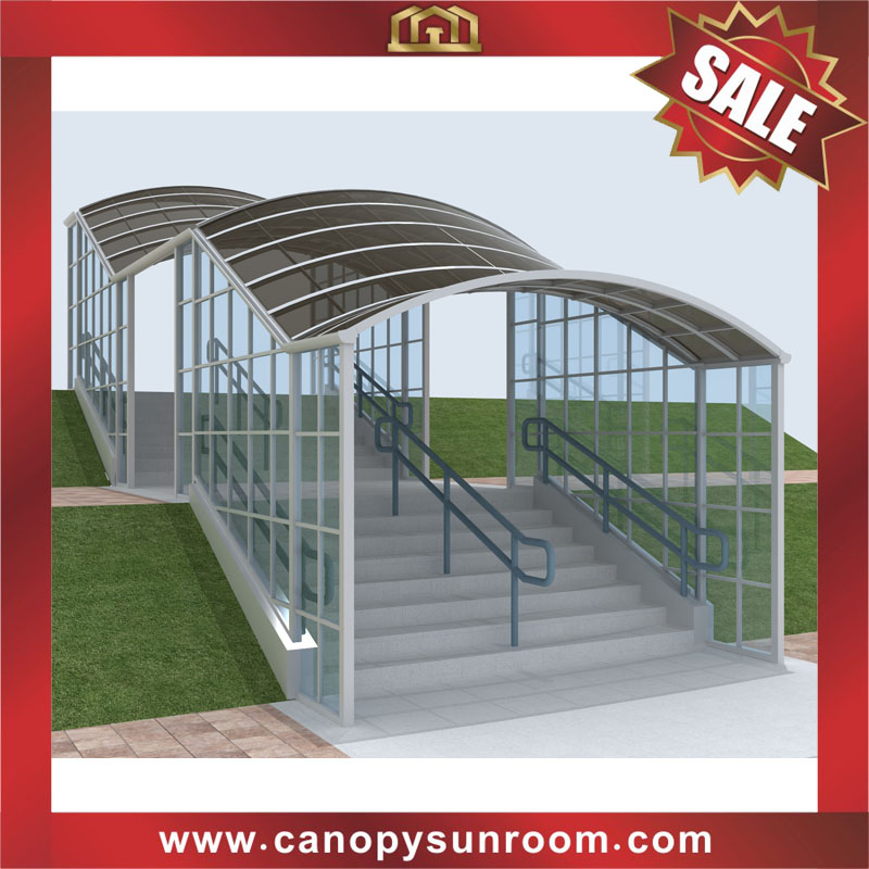 Outdoor walkway passage stair way corridor polycarbonate aluminum canopy awning cover shelter for the projects
