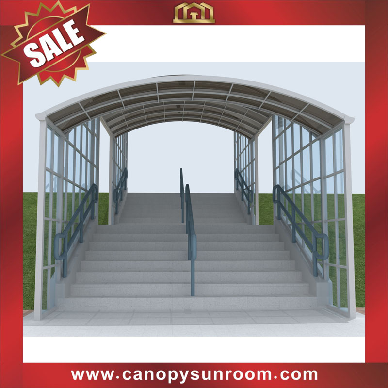 Outdoor walkway passage stair way corridor polycarbonate aluminum canopy awning cover shelter for the projects