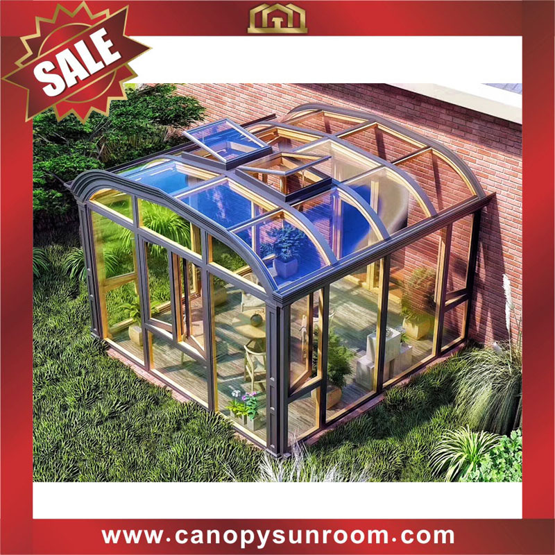 outdoor garden backyard sunroom sun house with tempered glass and aluminum framework