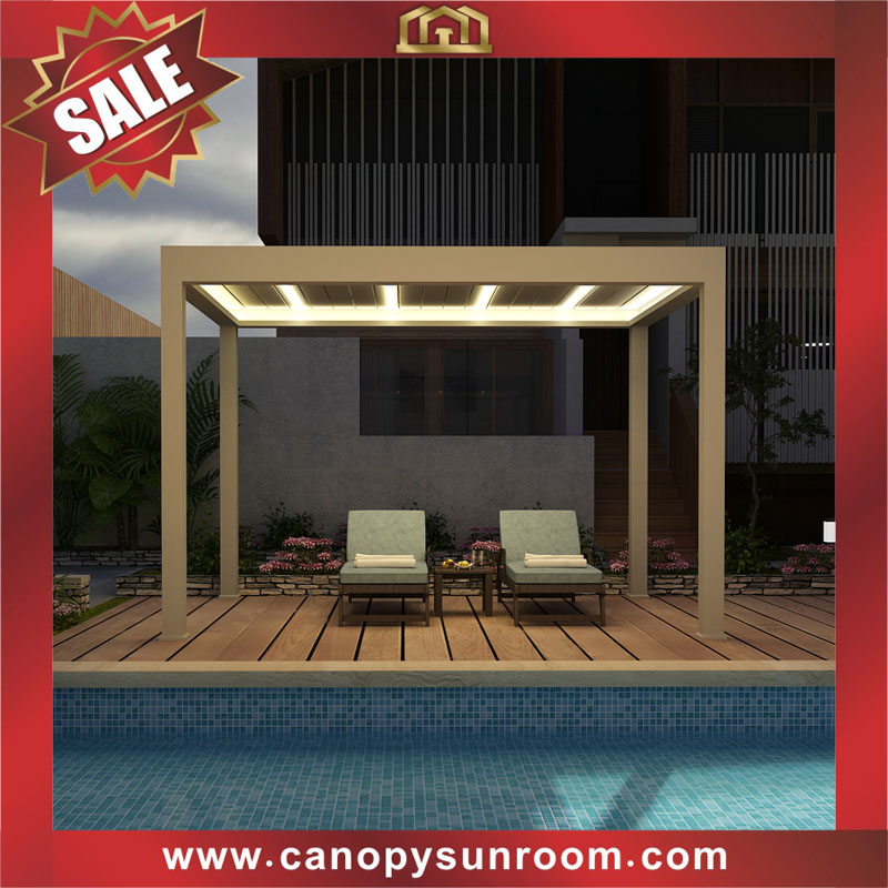 Excellent Aluminum alu Waterproof Outdoor Bioclimatic Louvre Motorized Opening louvered Roof Pergola gazebo pavilion
