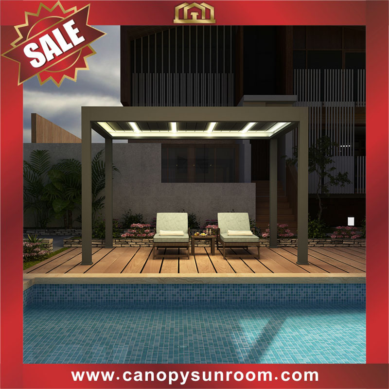 outdoor backyard modern aluminum opening louvered shutter roofing pergola gazebo shelter for sale