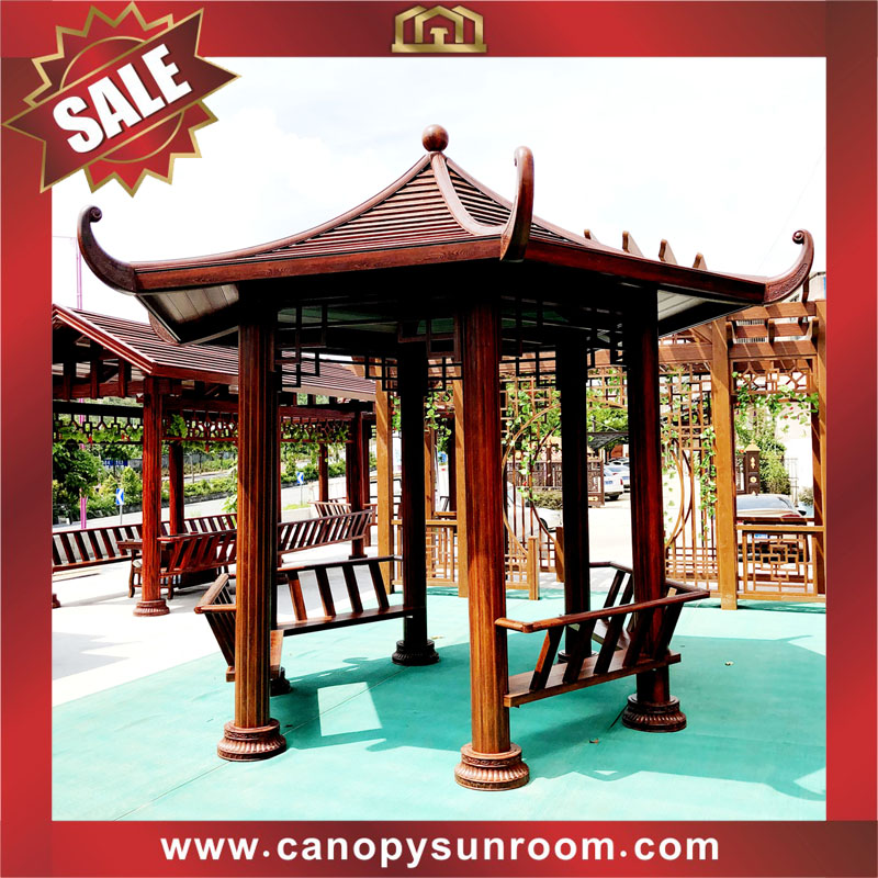 Courtyard backyard garden outdoor aluminum Chinese antique style pavilion gazebo canopy shelter for sale