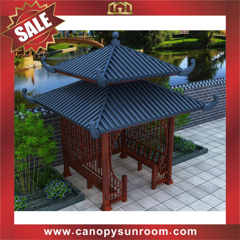 Courtyard backyard garden outdoor aluminum Chinese antique style pavilion gazebo canopy shelter for sale
