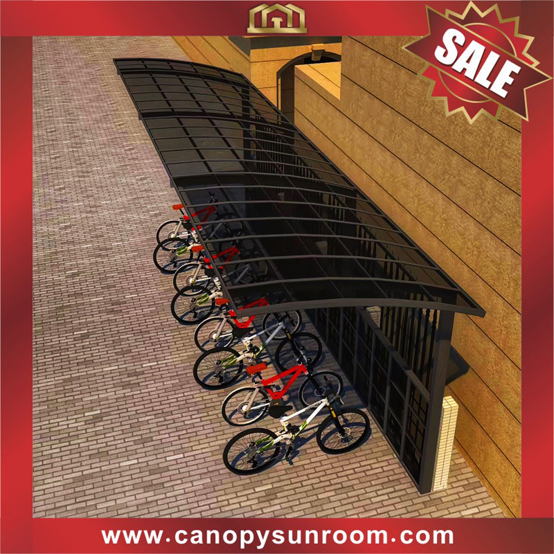 Outdoor public polycarbonate aluminum parking bike bicycle shelter canopy awning 