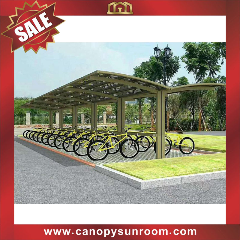 Outdoor public polycarbonate aluminum parking bike bicycle shelter canopy awning 