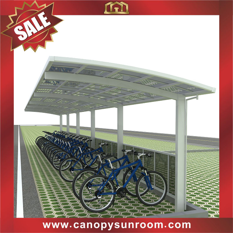 Public outdoor parking bike bicycle motorcycle canopy awning shelter with polycarbonate sheet and aluminum alloy framework