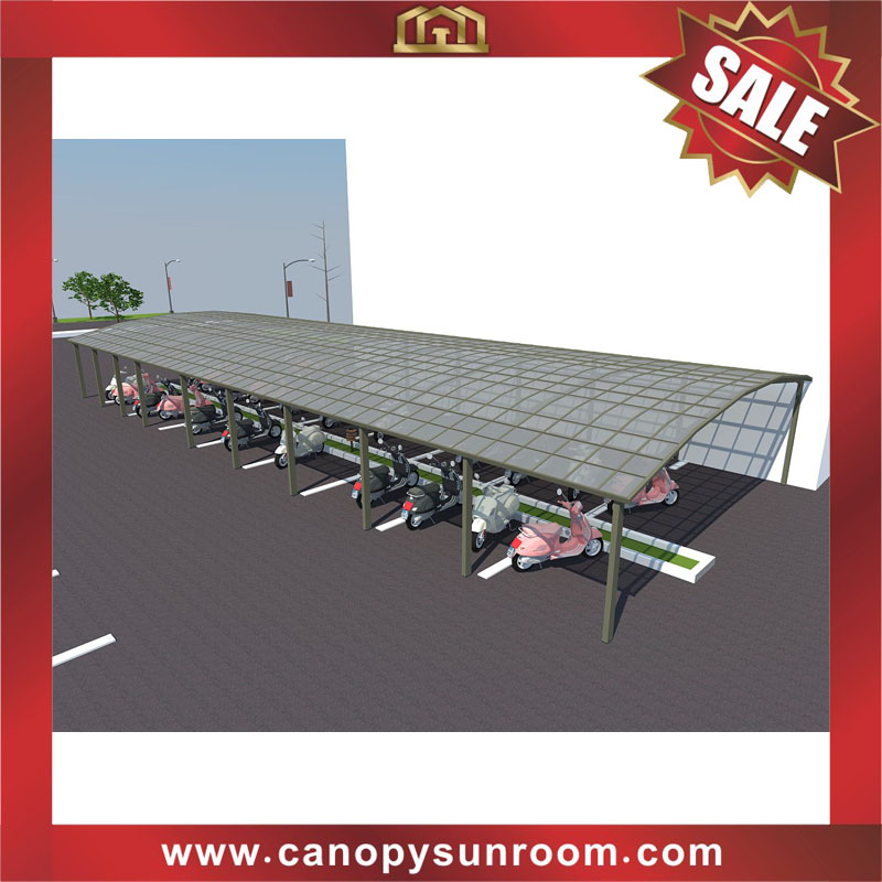 Public outdoor polycarbonate aluminum park bike bicycle motorcycle canopy awning shelter