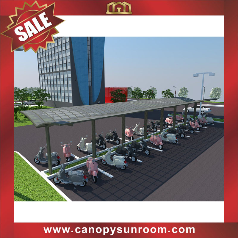 Public outdoor polycarbonate aluminum park bike bicycle motorcycle canopy awning shelter
