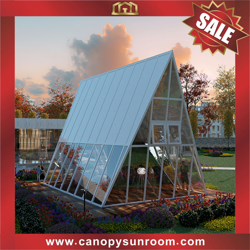 Outdoor aluminum alu glass tirangle sunroom sunhouse enclouse cabin shed tiny house