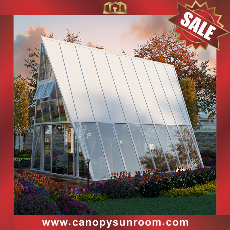 Outdoor aluminum alu glass tirangle sunroom sunhouse enclouse cabin shed tiny house