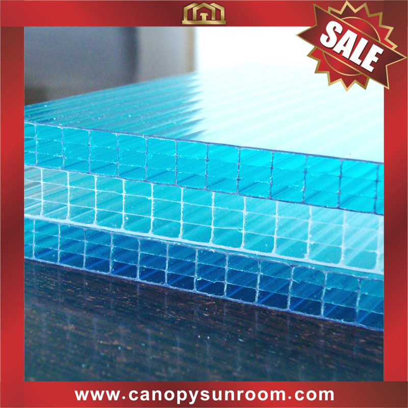 high quality four walls layers hollow polycarbonate PC sun roofing sheet plate panel sunvisor for sale