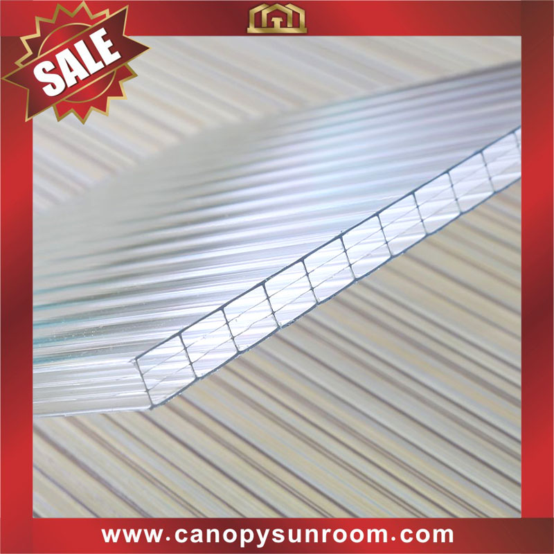 high quality four walls layers hollow polycarbonate PC sun roofing sheet plate panel sunvisor for sale