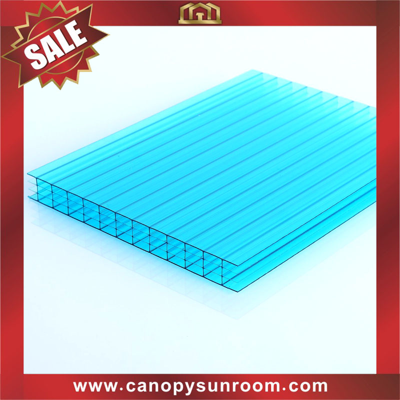 high quality four walls layers hollow polycarbonate PC sun roofing sheet plate panel sunvisor for sale