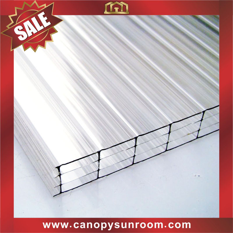 high quality four walls layers hollow polycarbonate PC sun roofing sheet plate panel sunvisor for sale