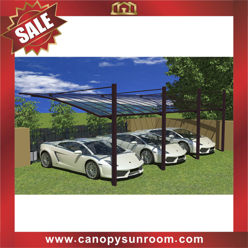 high quality outdoor polycarbonate aluminium cantilevered braces hanging parking carport multiple cars canopy awning shelter