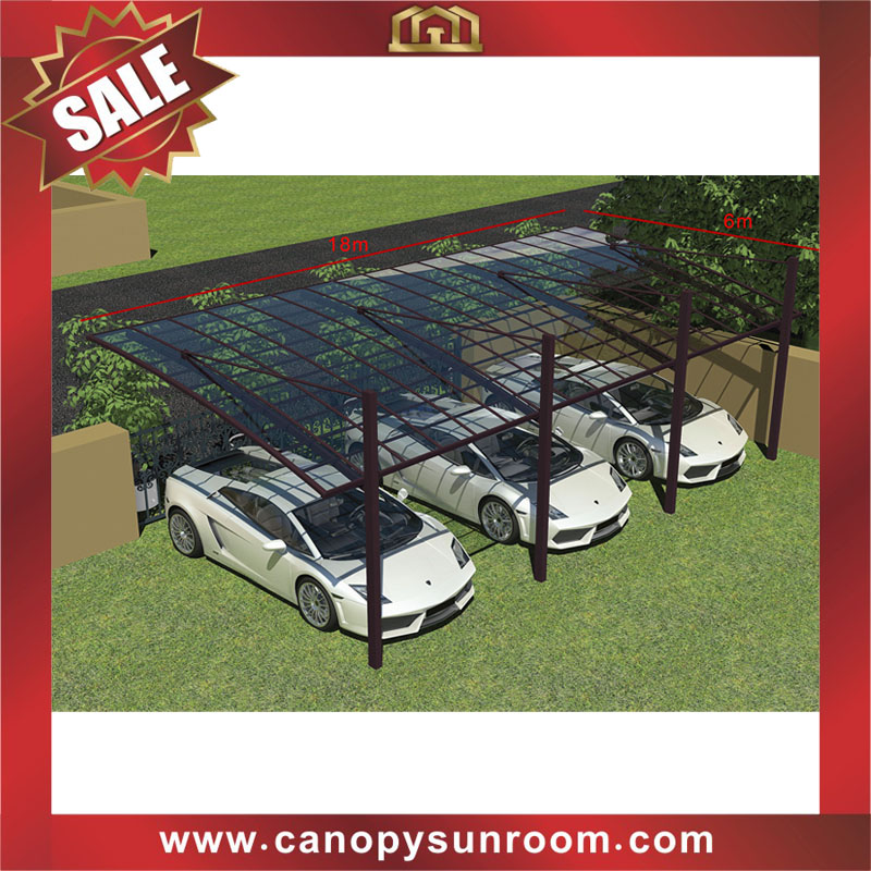 high quality outdoor polycarbonate aluminium cantilevered braces hanging parking carport multiple cars canopy awning shelter