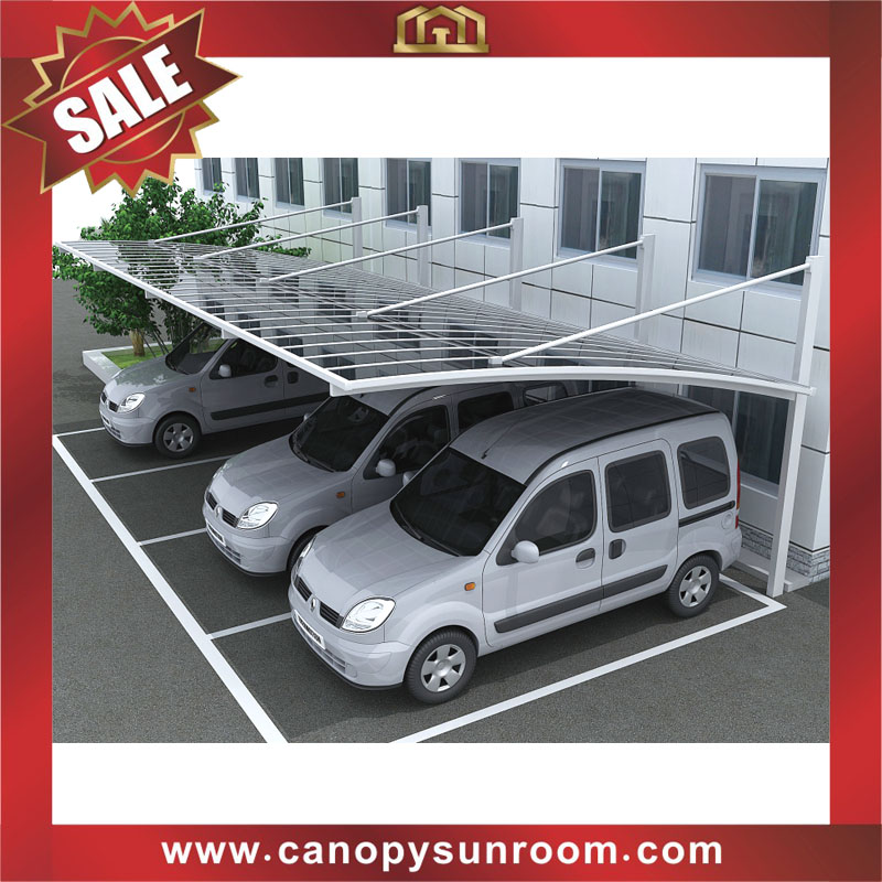 high quality outdoor polycarbonate aluminium cantilevered braces hanging parking carport multiple cars canopy awning shelter