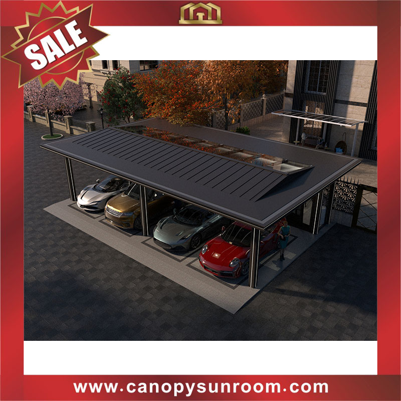 High-end luxurious outdoor backyard aluminum parking four cars canopy shelter carport garage for sale