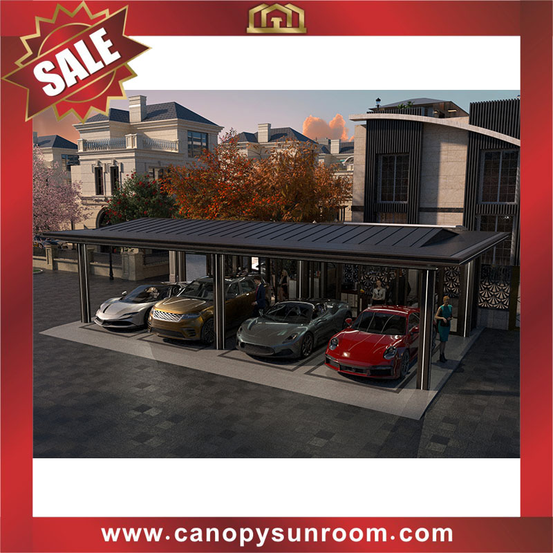 High-end luxurious outdoor backyard aluminum parking four cars shelter carport garage for sale
