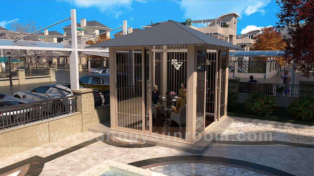 backyard Japanese style aluminum shed gazebo pavilion shelter