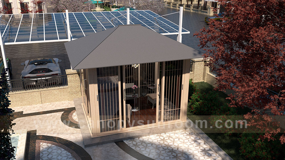 Japanese style backyard aluminum shed gazebo pavilion shelter cabine