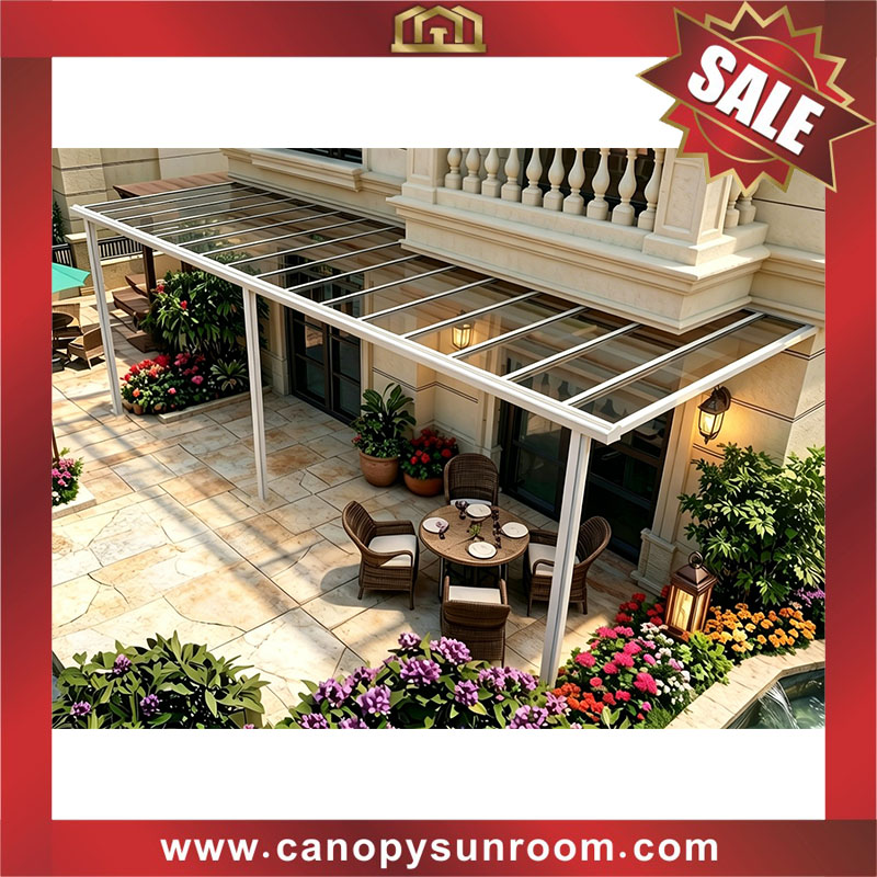 backyard patio terrace balcony polycarbonate aluminum flat roofing canopy awning canopies shelter for sale