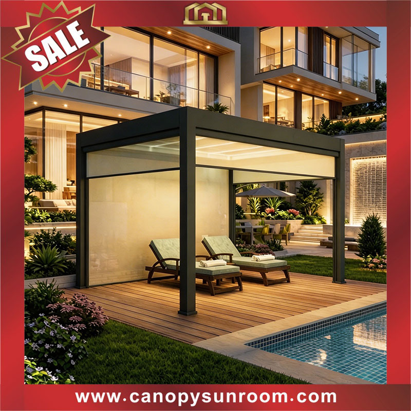 Excellent Aluminum alu Waterproof Outdoor Bioclimatic Louvre Motorized Opening louvered Roof Pergola gazebo pavilion