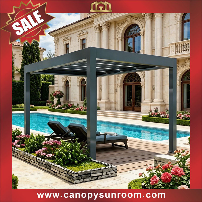 outdoor backyard modern aluminum opening louvered shutter roofing pergola gazebo shelter for sale