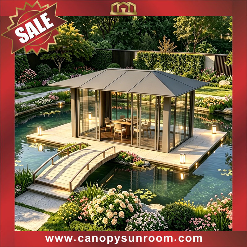 backyard outdoor Japanese style aluminum wood look pavilion gazebo enclosure tiny house cabin shed for sales backyard outdoor Japanese style aluminum wood look pavilion gazebo enclosure tiny house cabin shed for sales