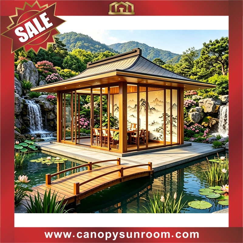Courtyard backyard outdoor aluminum Chinese style enclosure tiny house cabin shed pavilion gazebo 