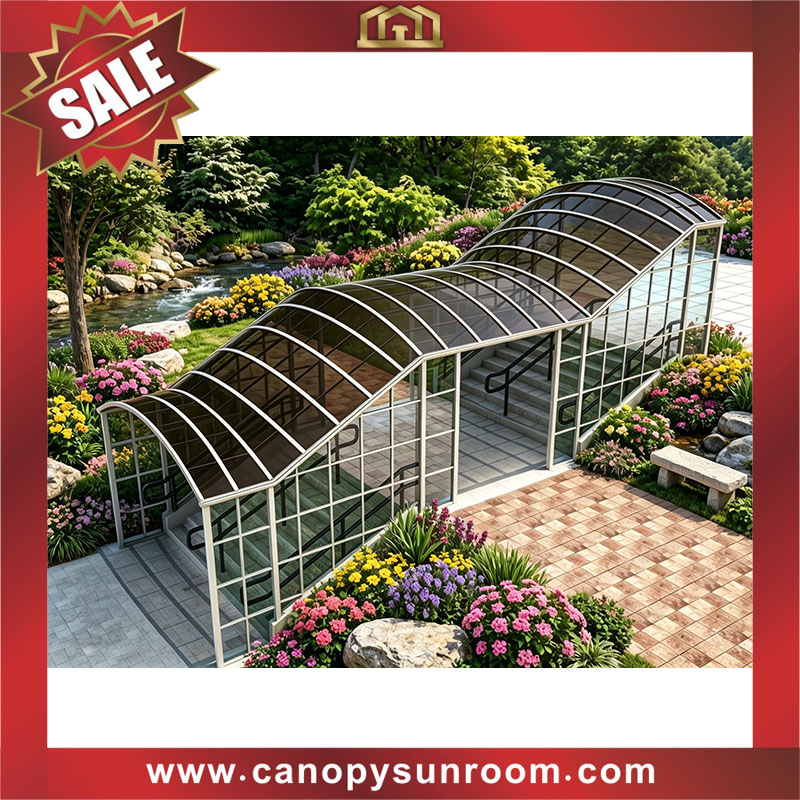 Outdoor walkway passage stair way corridor polycarbonate aluminum canopy awning cover shelter for the projects