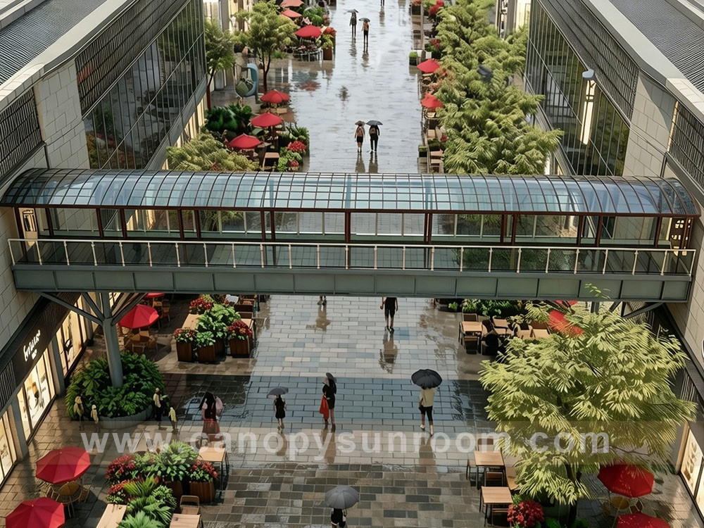 Outdoor walkway passage corridor polycarbonate PC aluminum alu cover shelter canopy awning