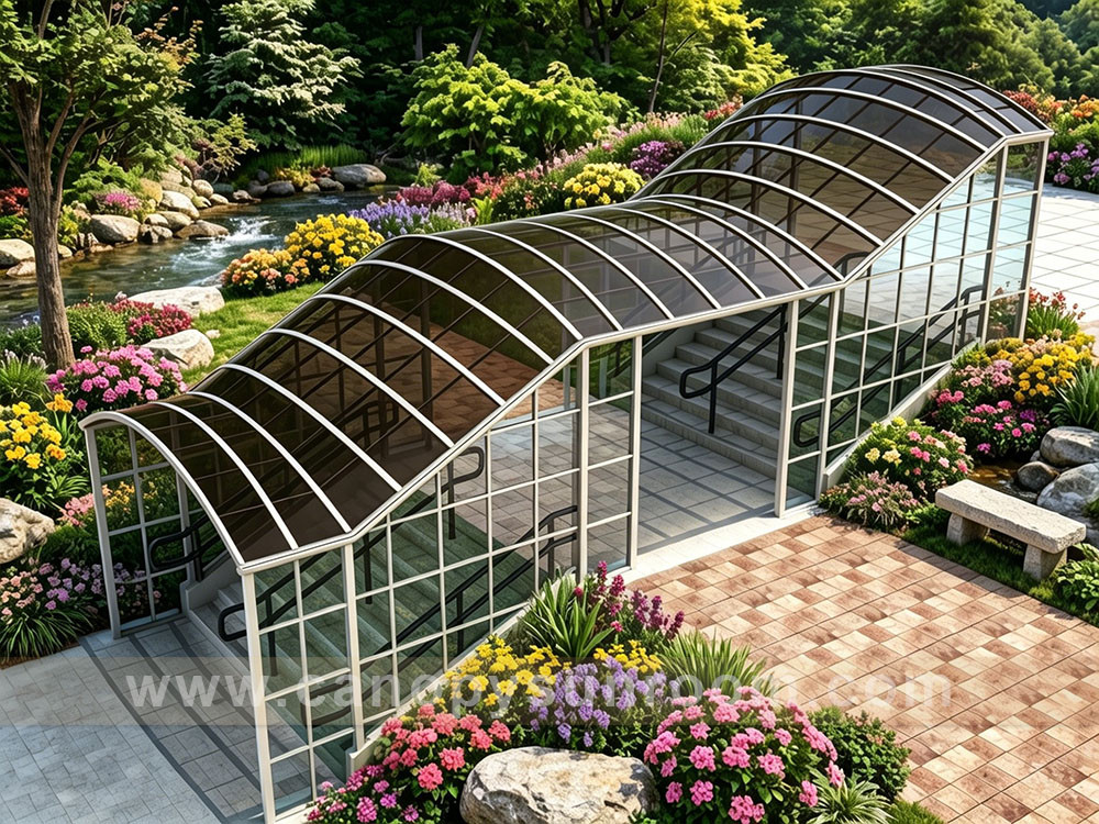 outdoor passage stairway polycarbonate canopy awning shelter 1