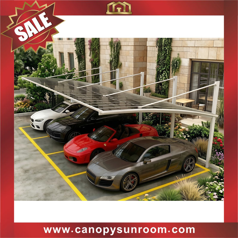 outdoor backyard polycarbonate aluminum cantilevered braces hanging park carport multiple cars canopy shelter