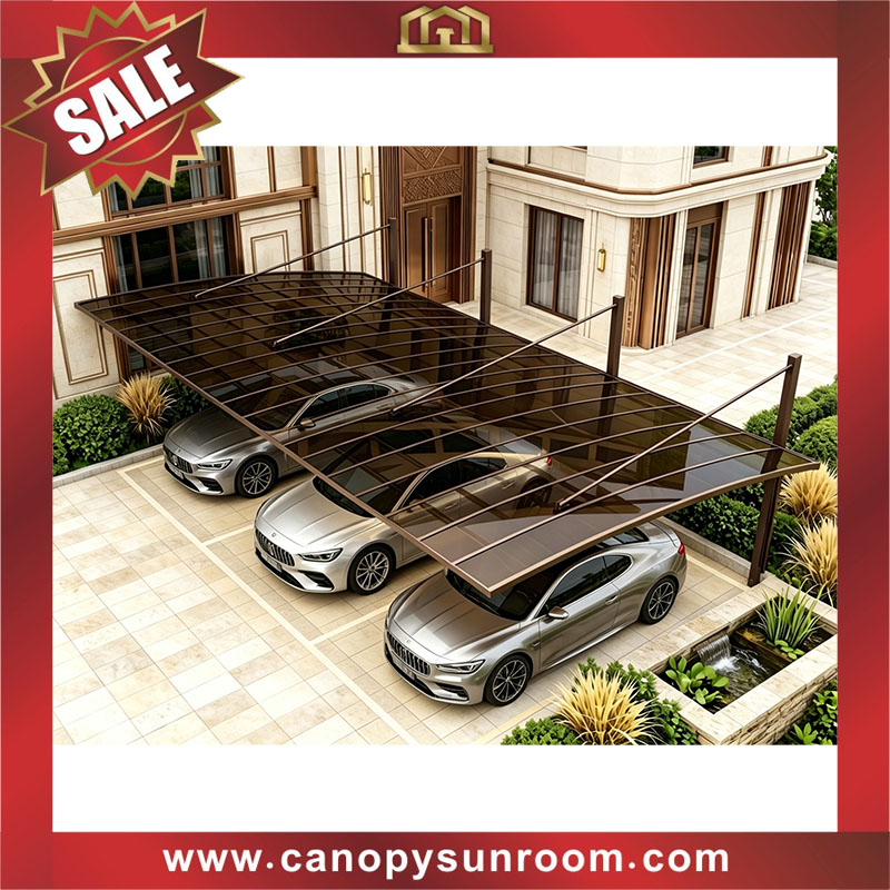 outdoor backyard polycarbonate aluminum cantilevered braces hanging park carport multiple cars canopy shelter