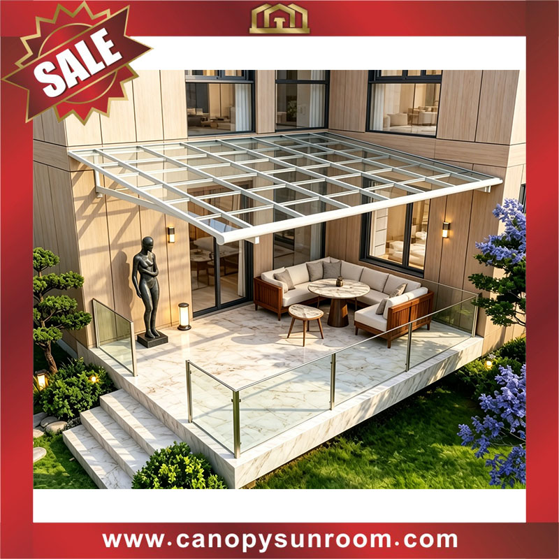 backyard patio terrace balcony polycarbonate flat roofing canopy awning canopies shelter with aluminum framework