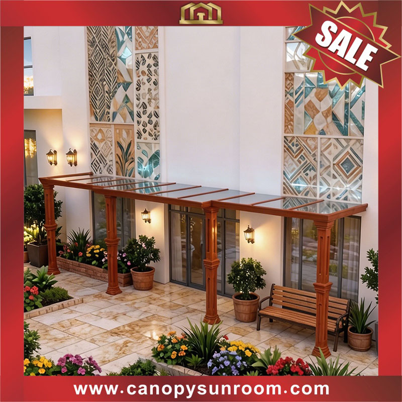 Modern Chinese style house patio terrace balcony aluminum glass canopy awning shelter
